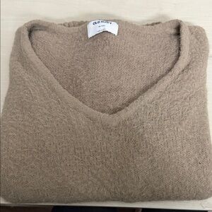 Old Navy Taupe V-Neck Fuzzy Knit Sweater